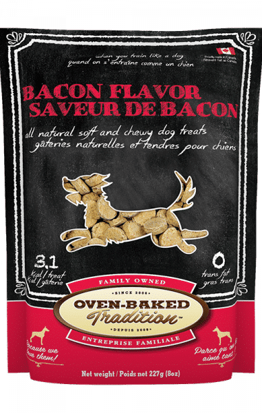 Sac de gâteries naturelles et tendres pour chiens – saveur de bacon Oven-Baked Tradition / Bag of natural soft and chewy dog treats – bacon flavor Oven-Baked Tradition