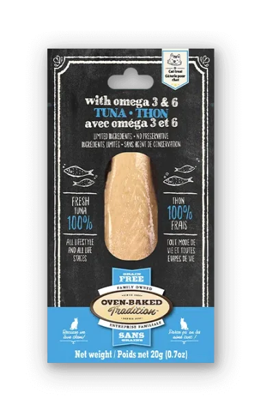 Gâterie en filet sans grains pour chat au thon, hypoallergénique et riche en oméga 3 & 6