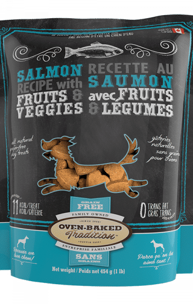 Sac de gâteries naturelles pour chiens – saumon avec fruits et légumes Oven-Baked Tradition / Bag of natural dog treats – salmon with fruits and veggies Oven-Baked Tradition