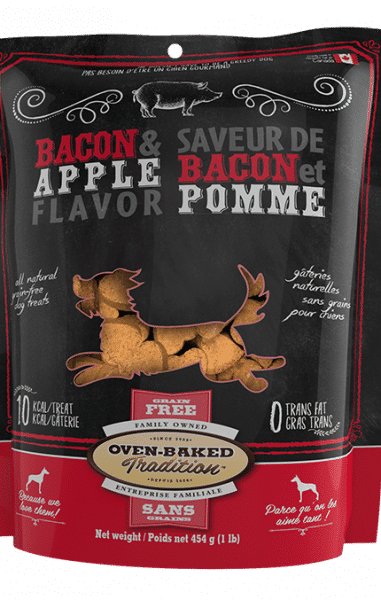 Sac de gâteries naturelles pour chiens – bacon et pomme Oven-Baked Tradition / Bag of natural dog treats – bacon and apple Oven-Baked Tradition